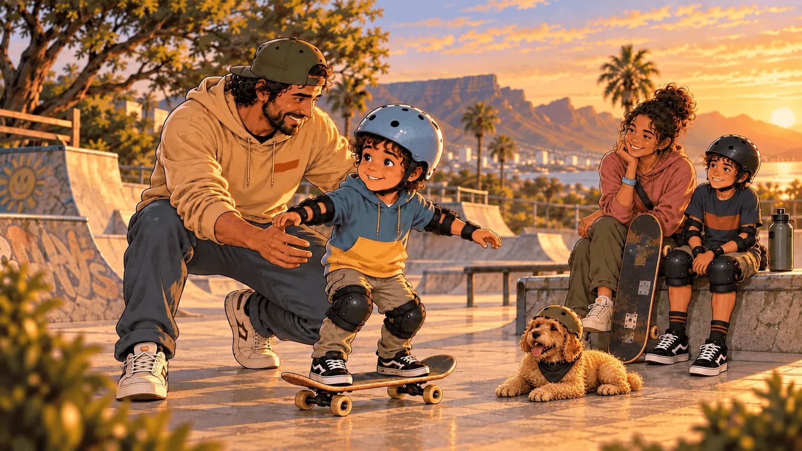 Skateboarding with kids